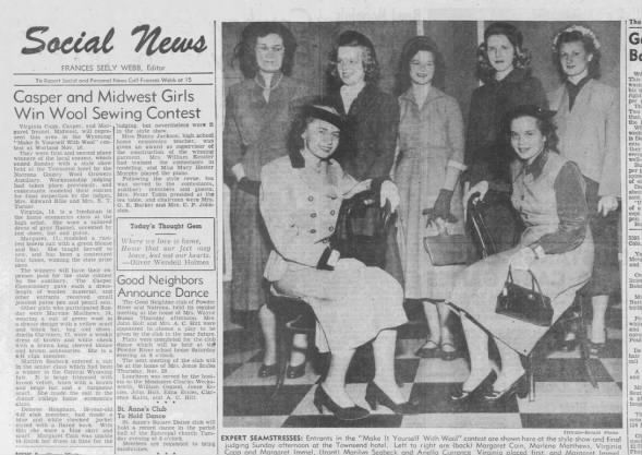 Marilyn Seabeck sewing 1951
